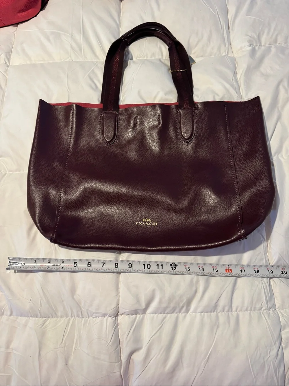 Coach Leather Hobo in Burgundy with Gold Logo